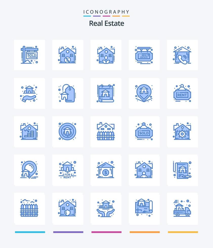 kreativ verklig egendom 25 blå ikon packa sådan som Kontakt. försäljning. egendom. verklig. styrelse vektor
