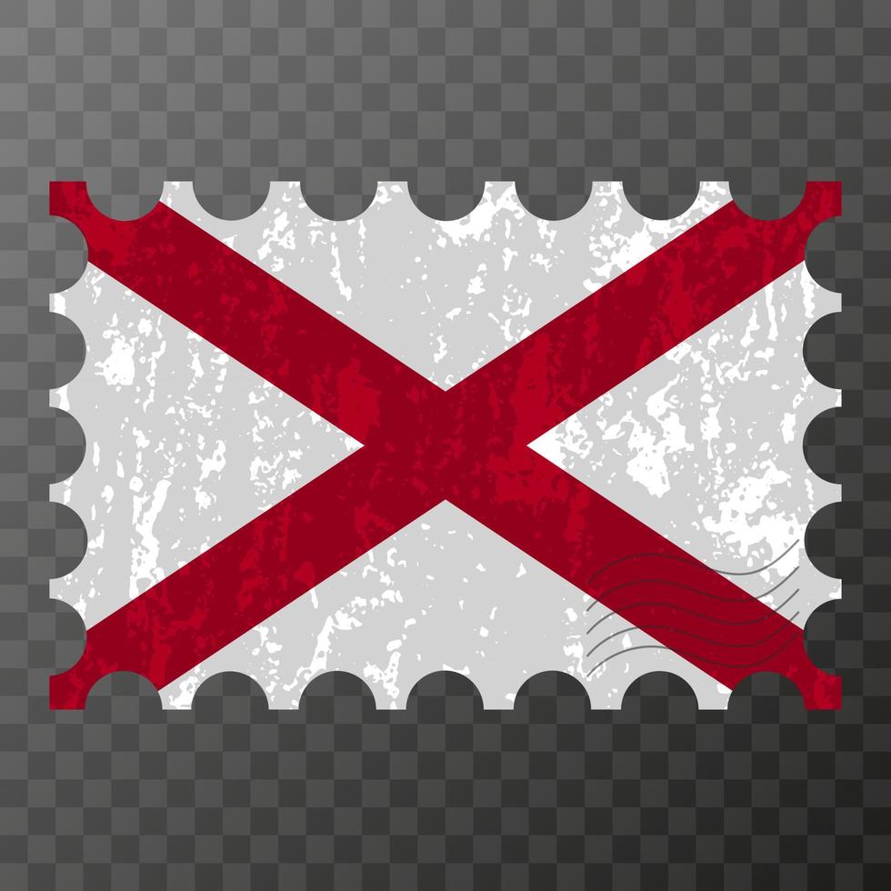 Briefmarke mit Grunge-Flagge des Staates Alabama. Vektor-Illustration. vektor