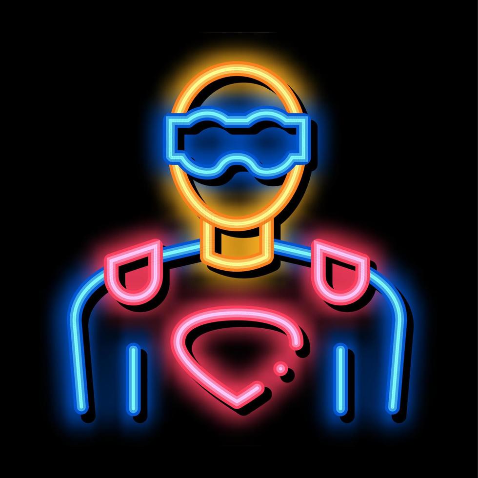 super hjälte man neon glöd ikon illustration vektor