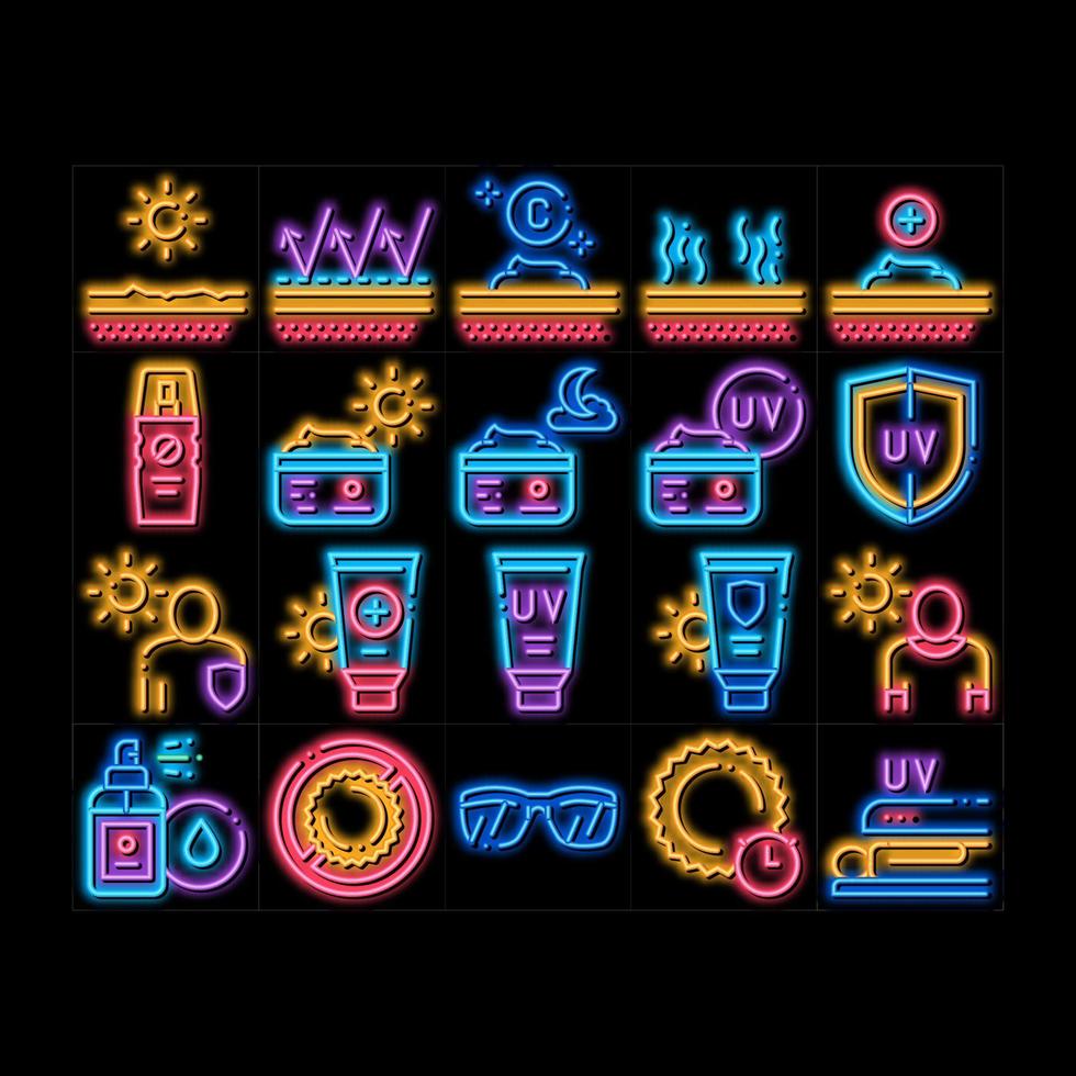 sonnenschutz-neon-leuchten-symbol-illustration vektor