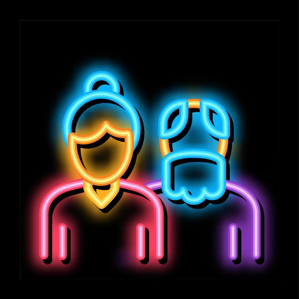 farföräldrar neon glöd ikon illustration vektor