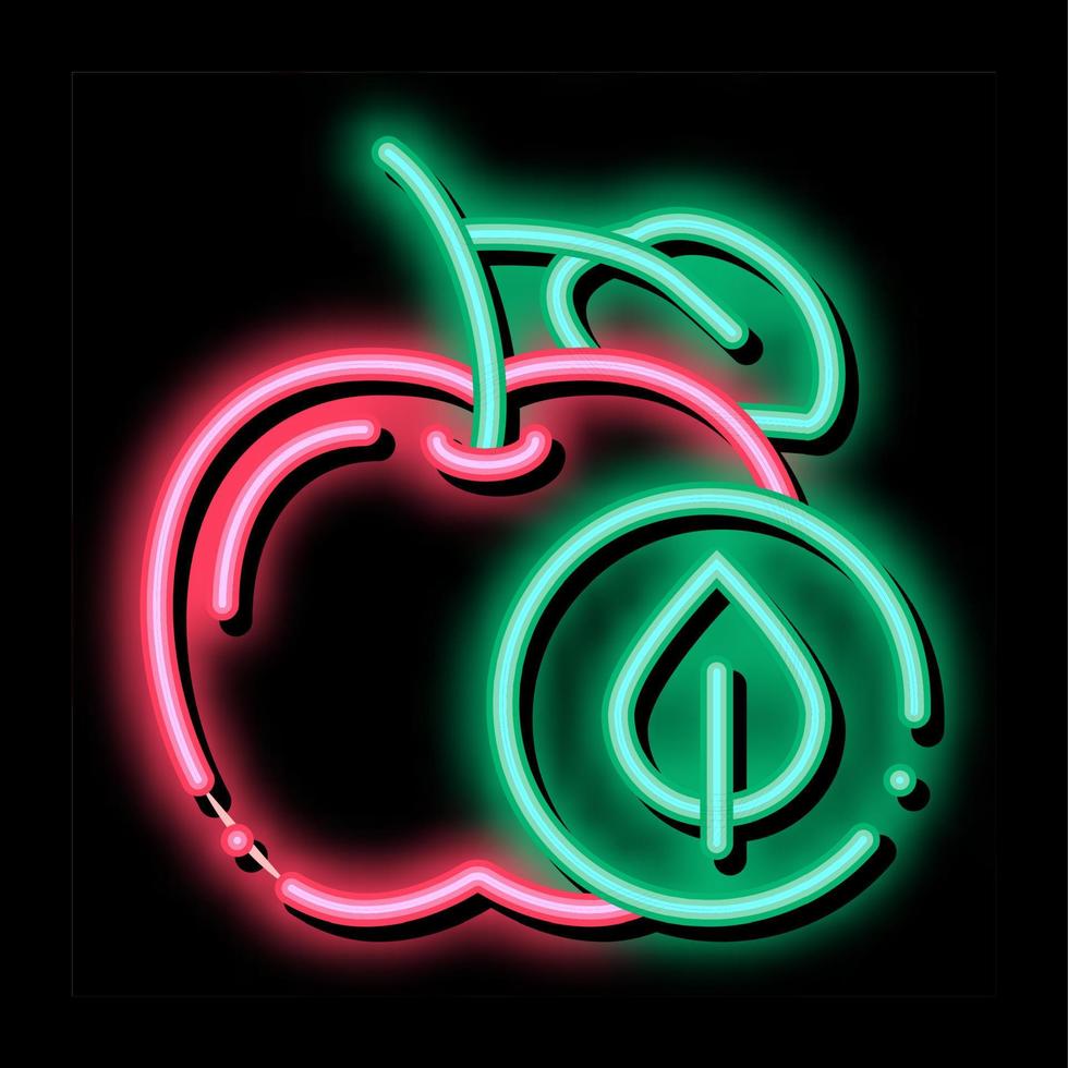 apfelfruchtblatt neonglühen symbol illustration vektor