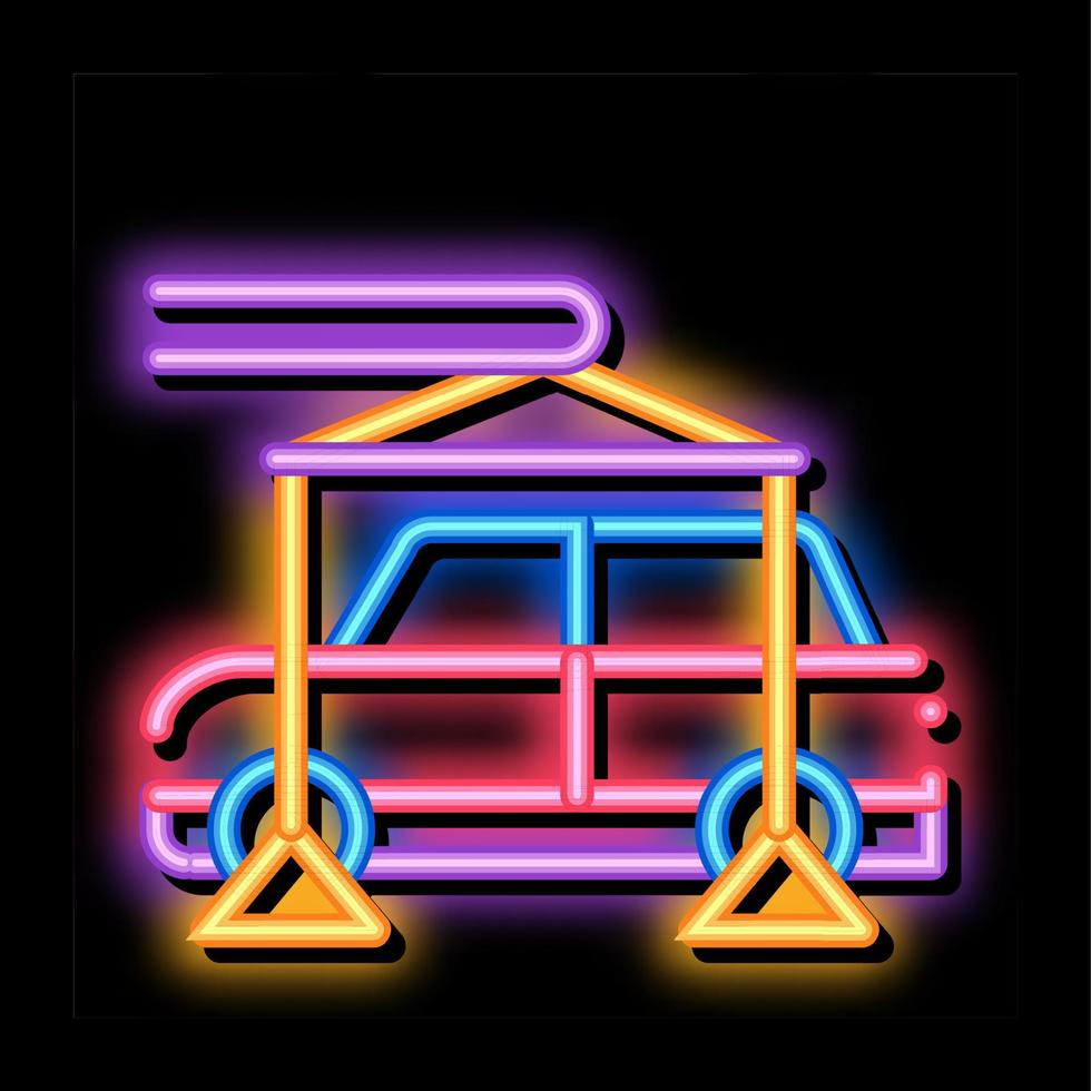 evakuera bil neon glöd ikon illustration vektor