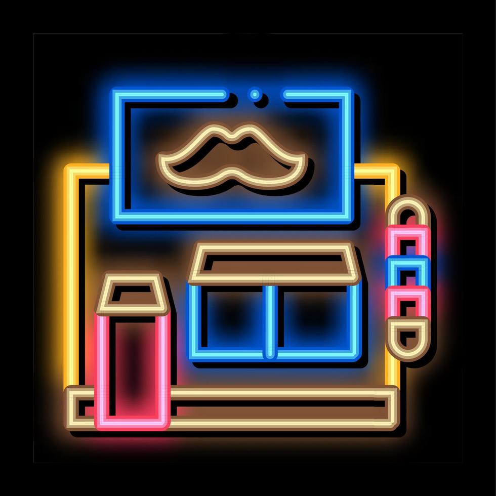 friseurladengebäude neonglühen symbol illustration vektor