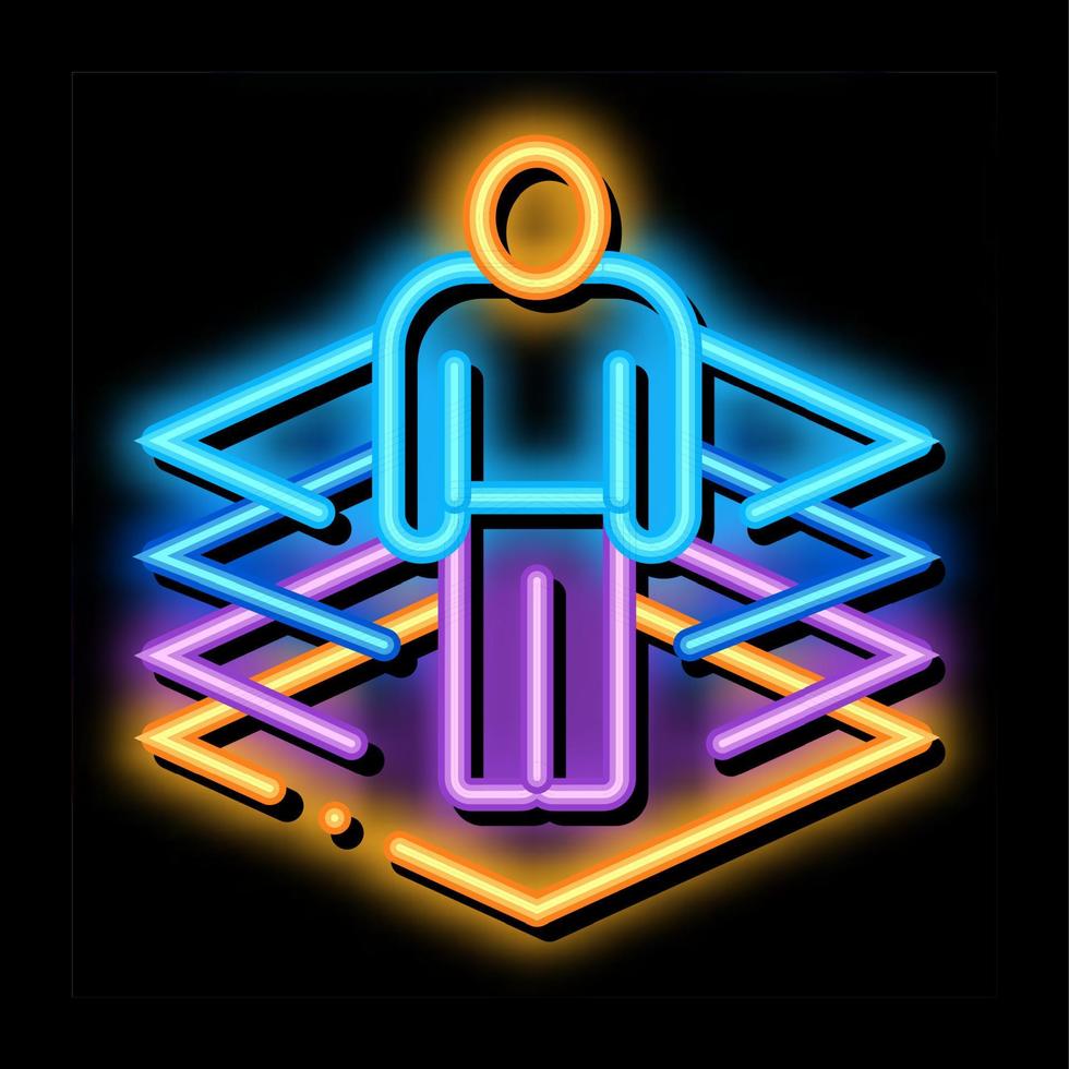 transfer des menschen in die virtualität neonglühen symbol illustration vektor