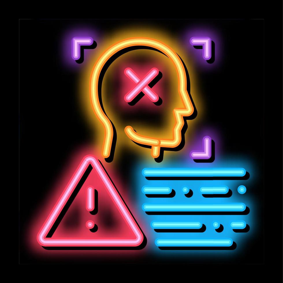 deepfake mänsklig profil neon glöd ikon illustration vektor