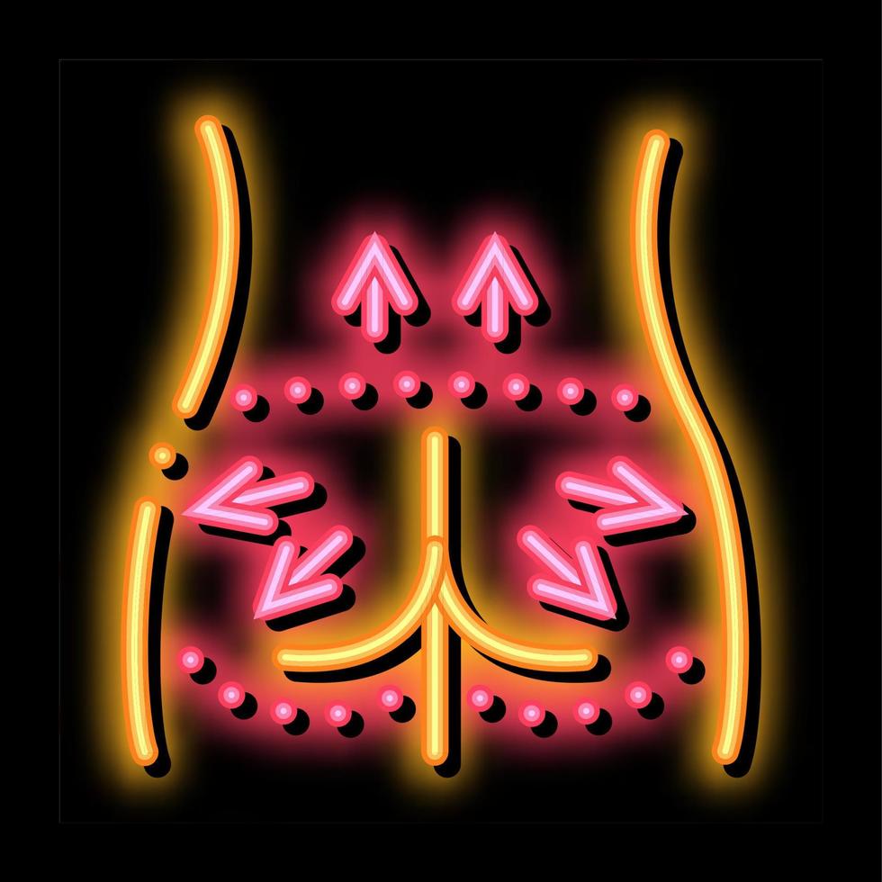 Glättung von Arsch und Rücken Neon-Glühen-Symbol-Illustration vektor