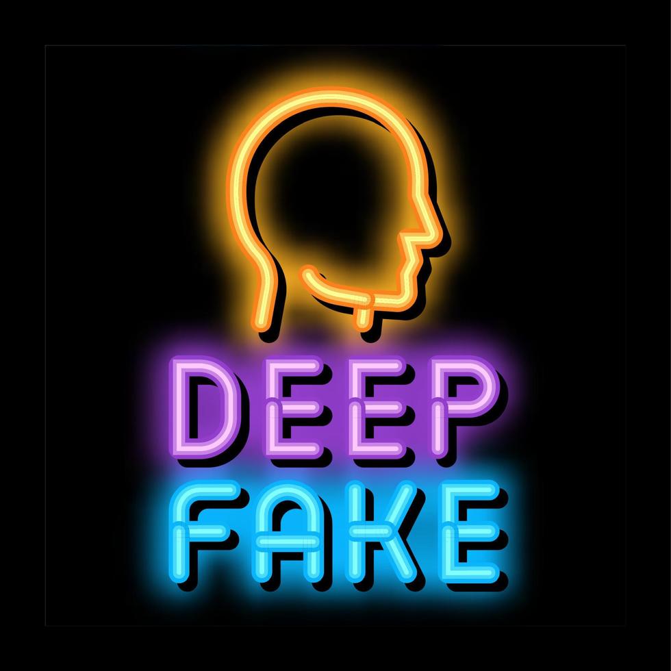 deepfake mänsklig ansikte neon glöd ikon illustration vektor