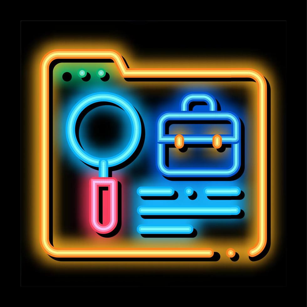 ordner forschung business case neonglühen symbol illustration vektor