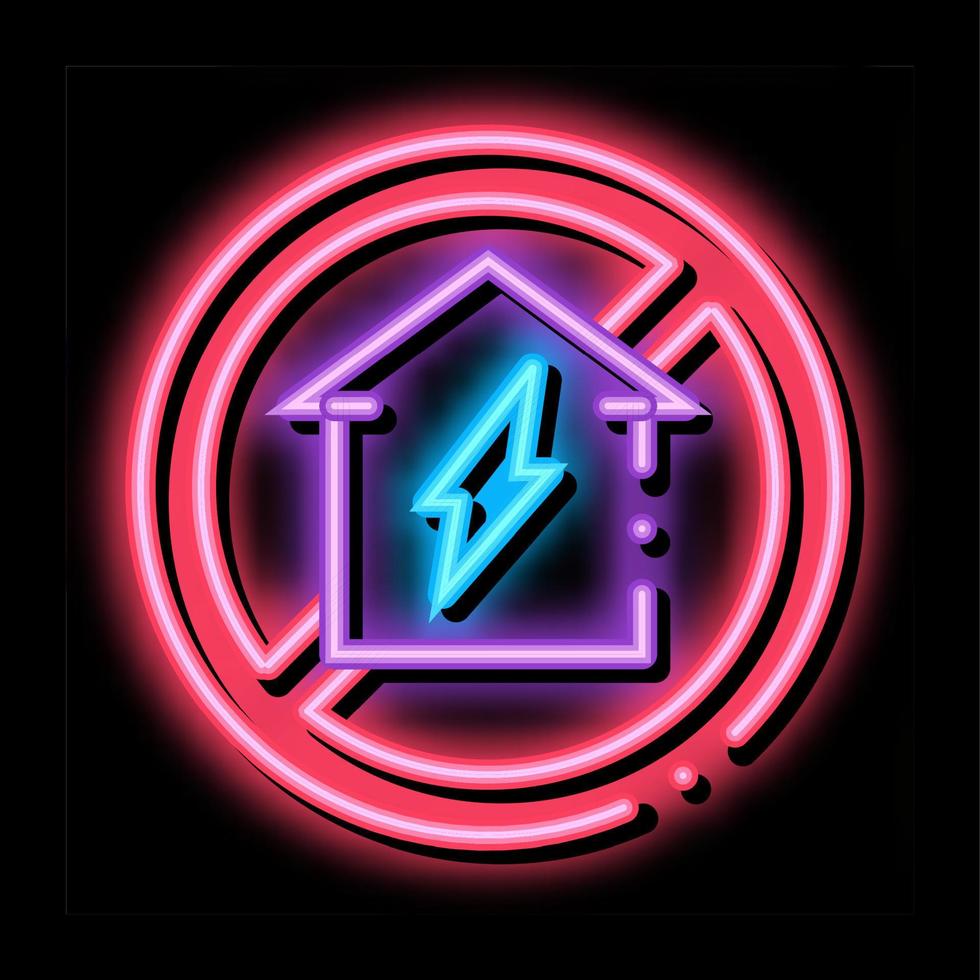 hausschild in ruinen-neon-leuchten-symbol-illustration vektor