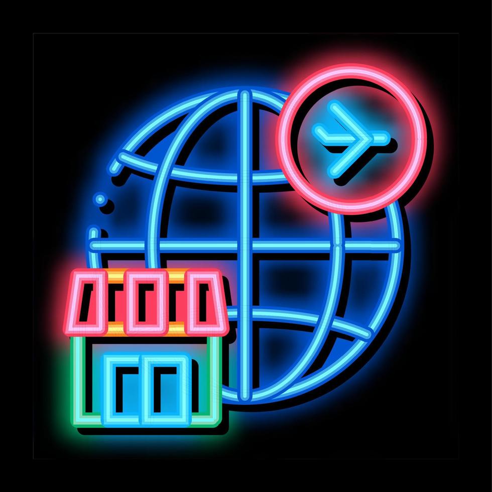 plikt fri Allt över värld neon glöd ikon illustration vektor