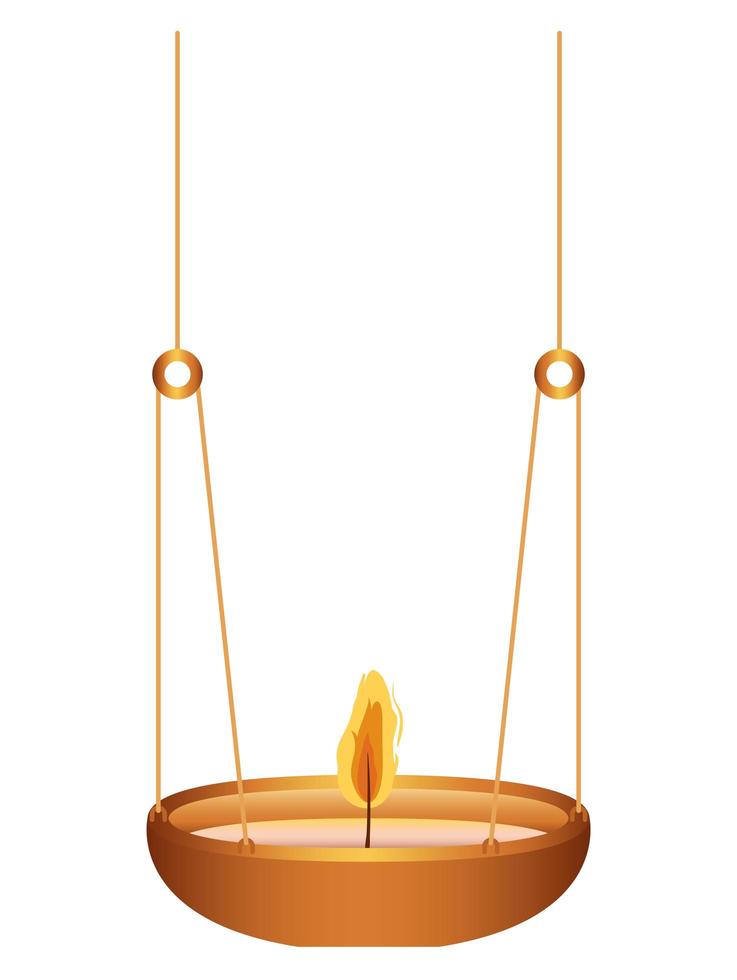 orange Kerze auf einem Kronleuchter mit orange Flamme vektor