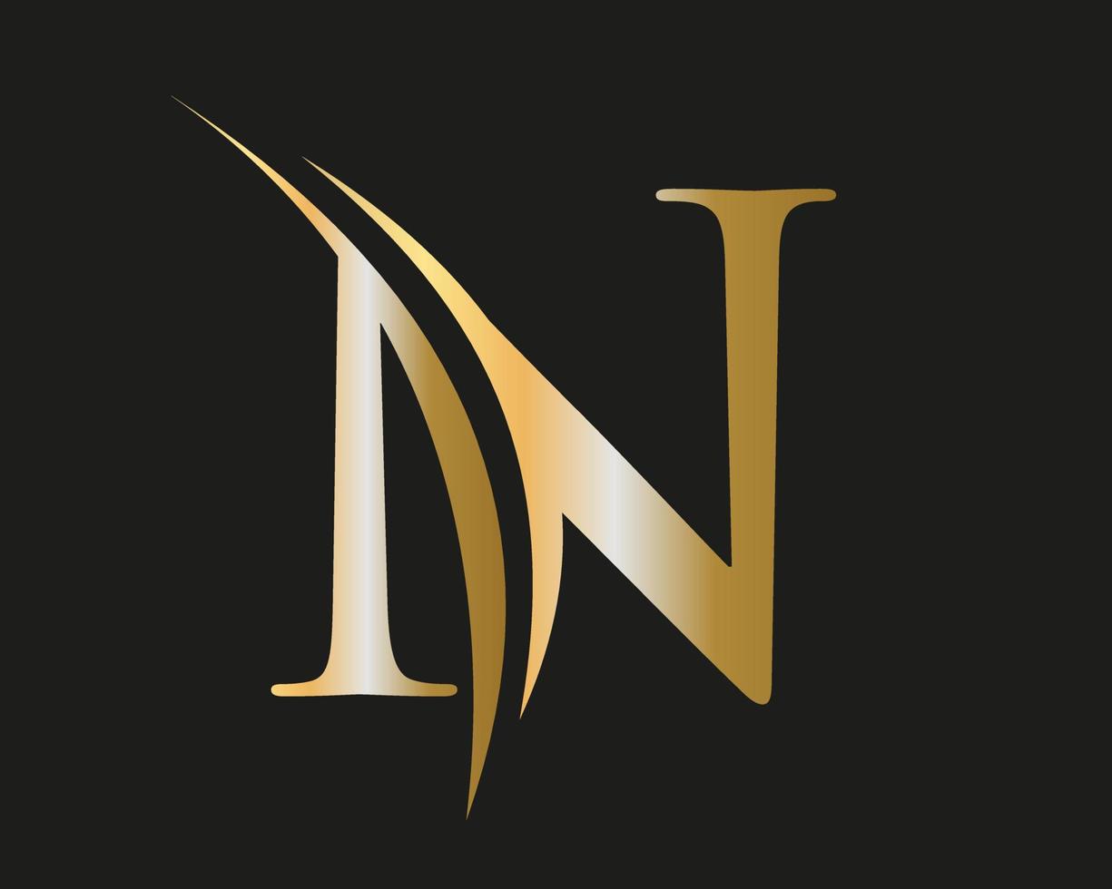 anfängliches monogrammbuchstabe n-logo mit luxuskonzept vektor