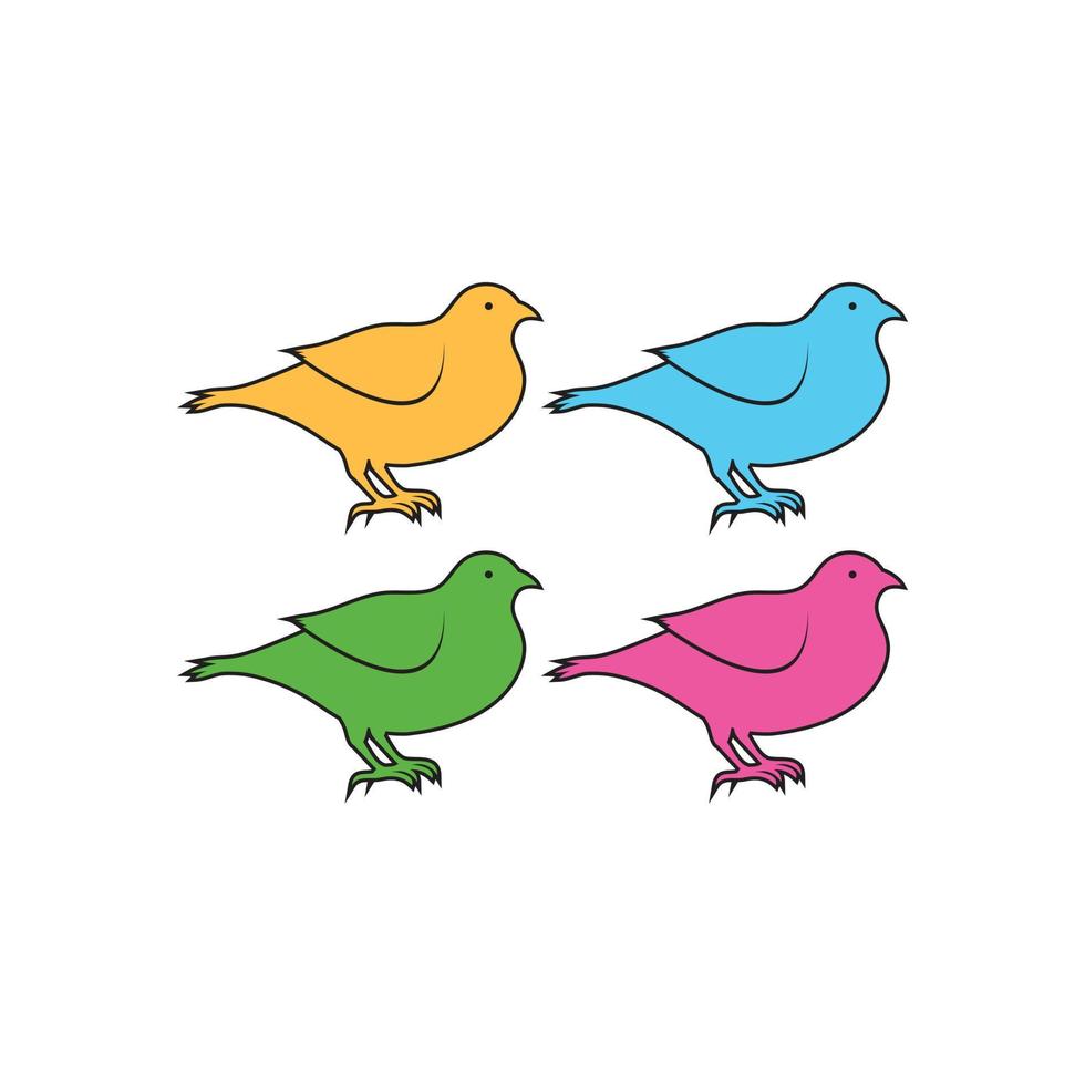 illustration av vackra söta fåglar ikon samling vektor
