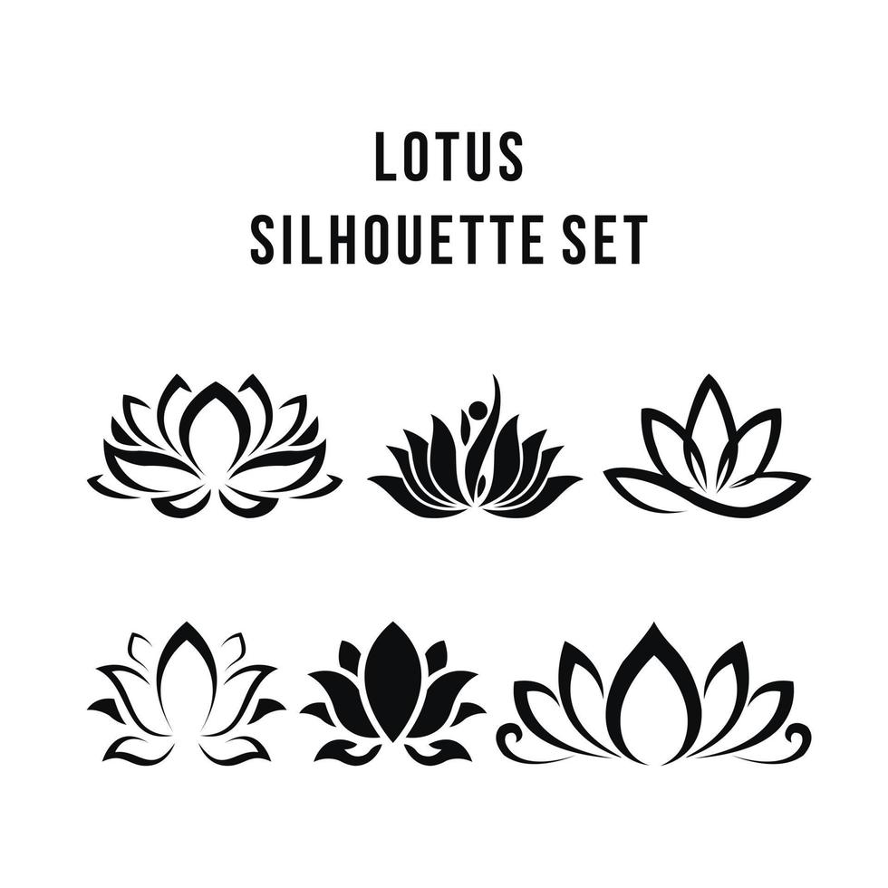 Lotusblüte Vektor Set Logo Symbol spirituelle einfache isolierte Silhouette Symbol Zeichen