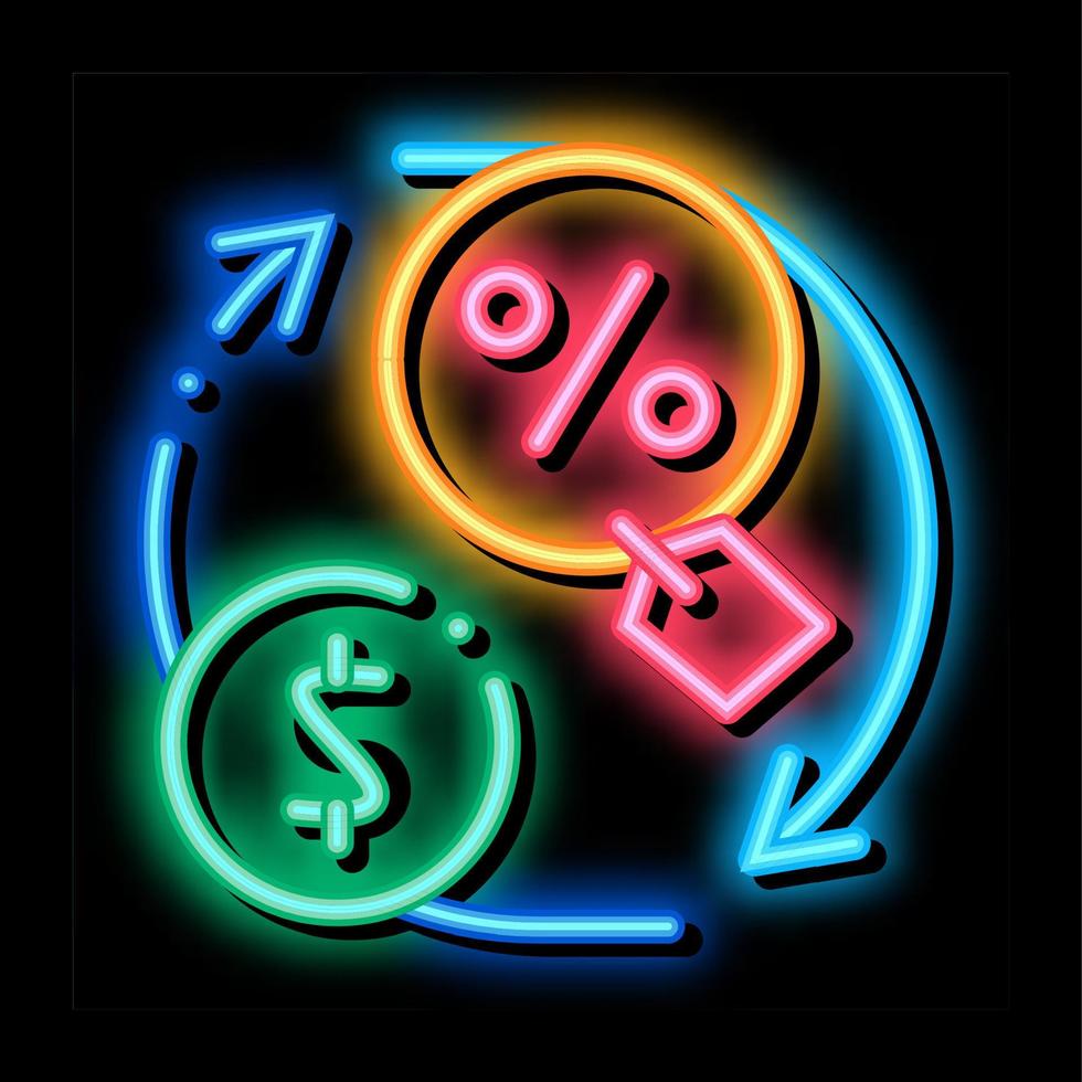 cykel av pengar och intressera neon glöd ikon illustration vektor
