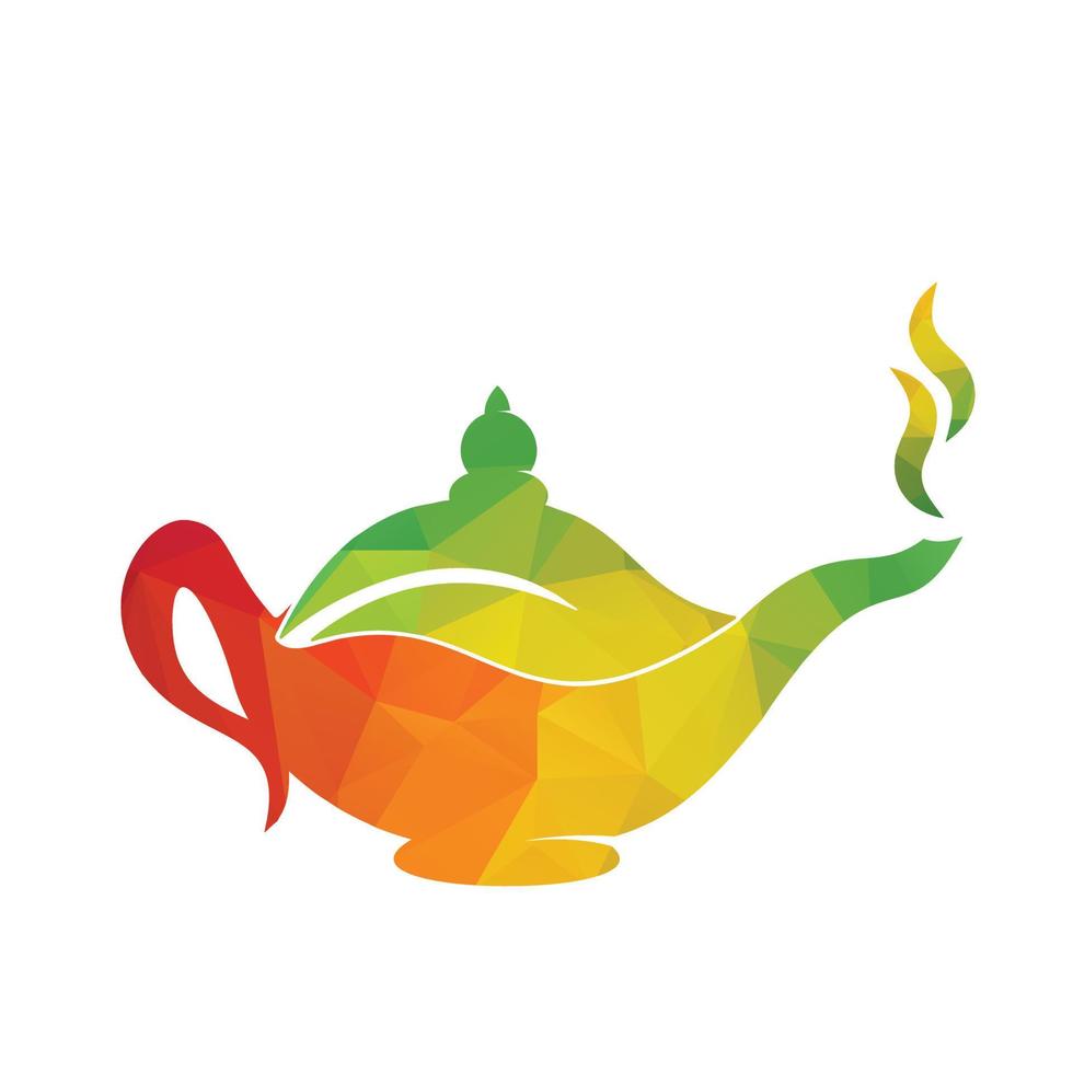 Wasserkocher-Blatt-Logo-Konzept-Design. grünes Blatt Teekanne Logo Vektor. vektor