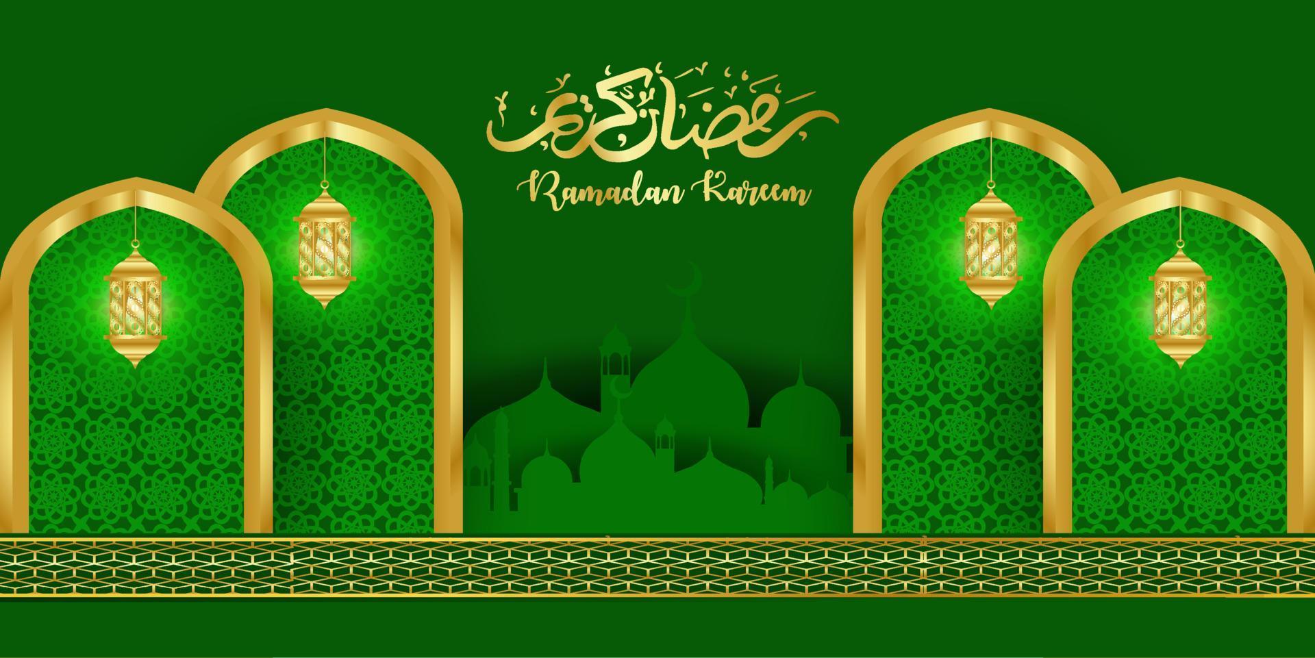 Ramadan Kareem einfaches Design mit grüner Farbe vektor