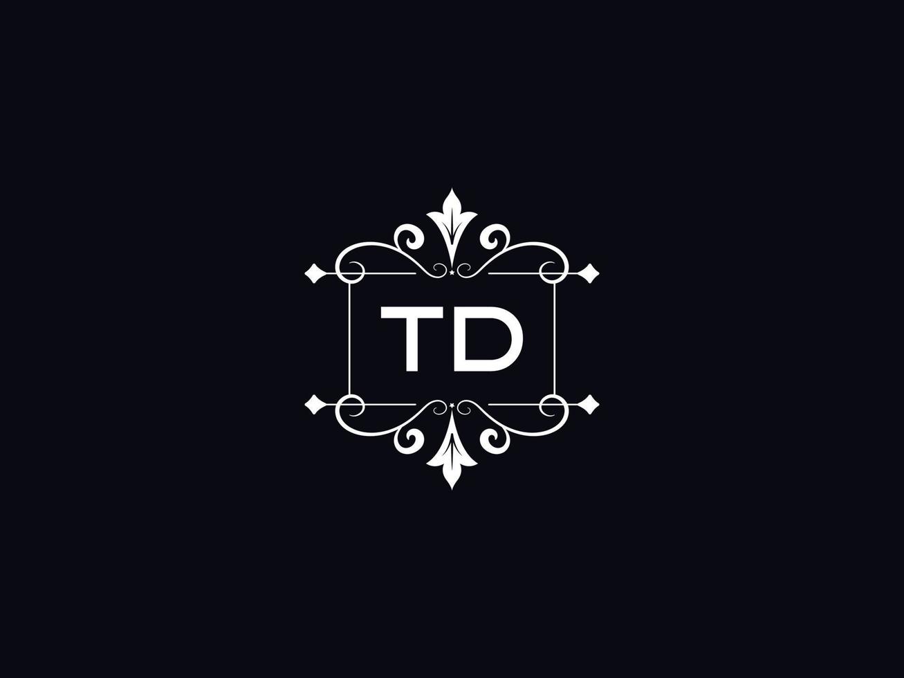 professionell td logotyp, minimalistisk td lyx logotyp brev design vektor