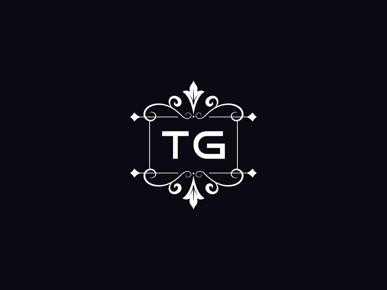 professionelles tg-logo, minimalistisches tg-luxus-logo-briefdesign vektor