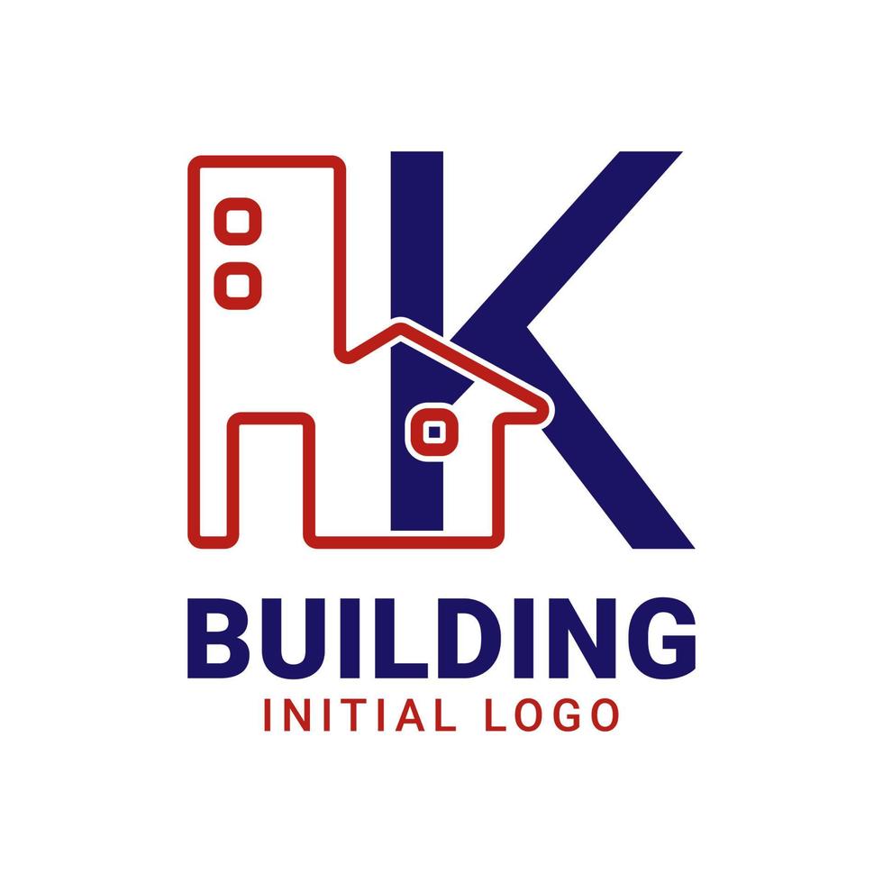 brev k byggnad första vektor logotyp design