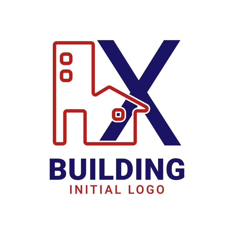 brev x byggnad första vektor logotyp design