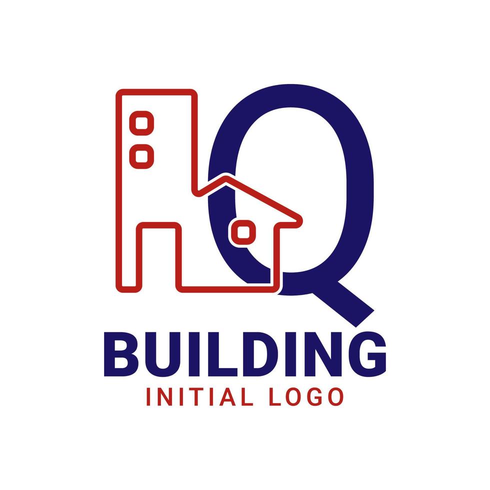 brev q byggnad första vektor logotyp design