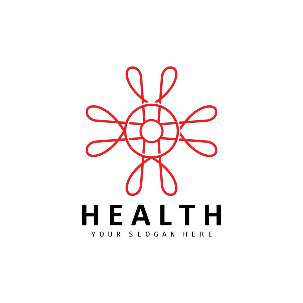 Healthcare-Logo, Pflege- und Wellness-Design, Stethoskop-Symbol und einfache Linienvektorwelle vektor