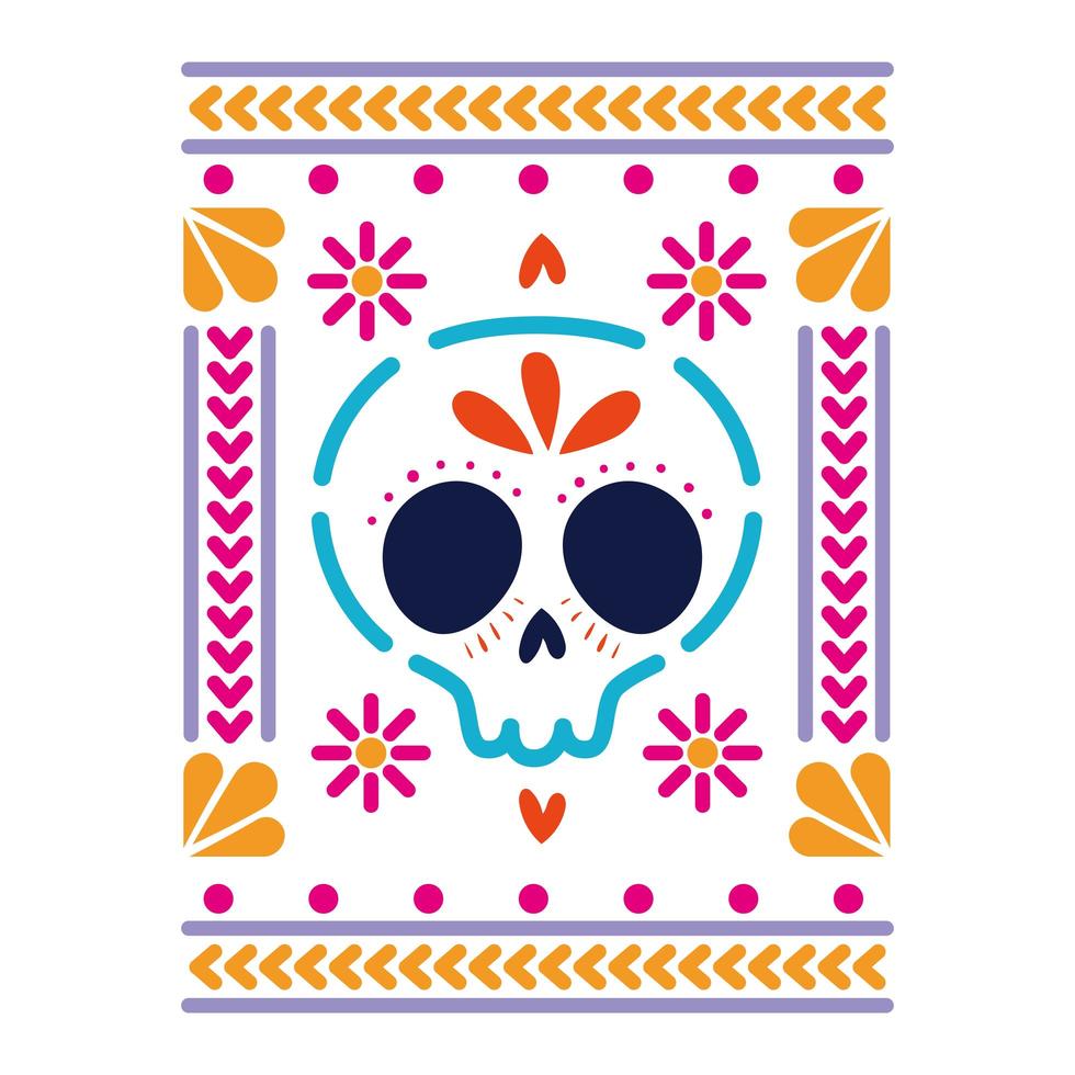 mexikansk ikon av en skalle med färger vektor