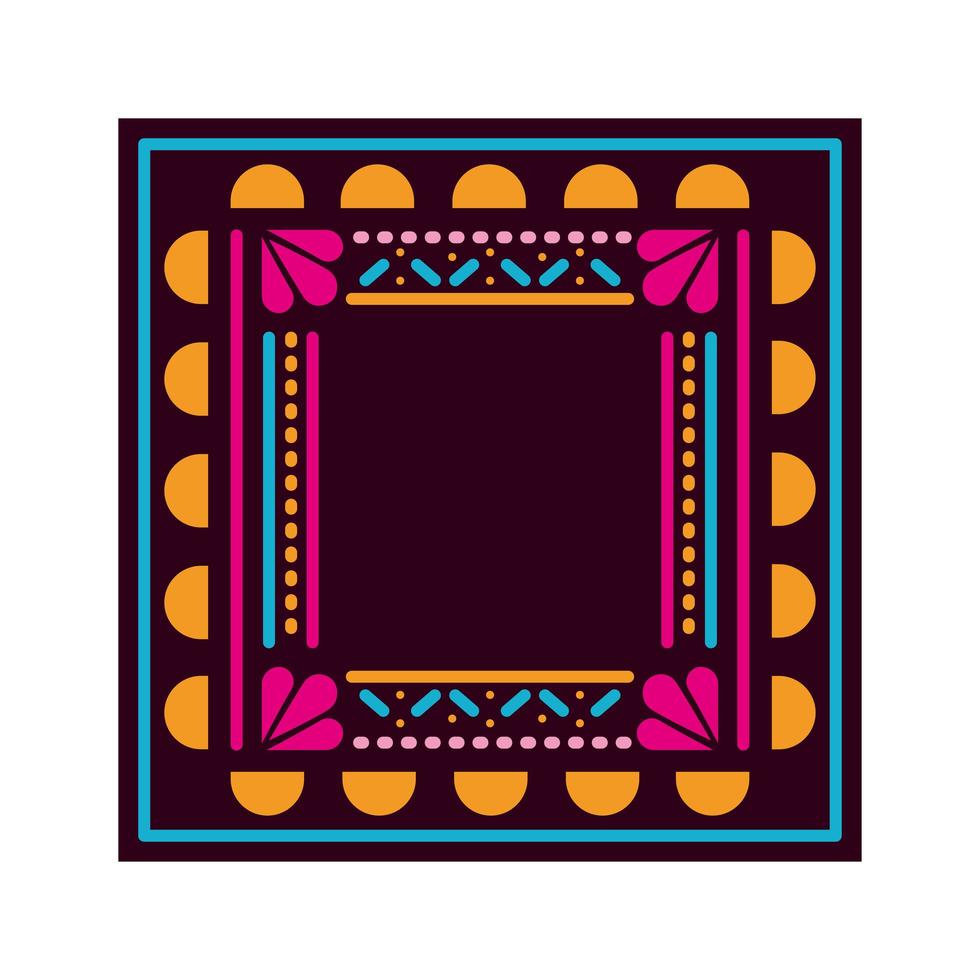 mexikanischer Teppich mit einem quadratischen Rahmen vektor