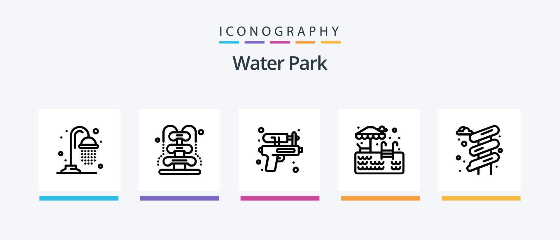 vatten parkera linje 5 ikon packa Inklusive . parkera. trädgård. vatten glida. kreativ ikoner design vektor