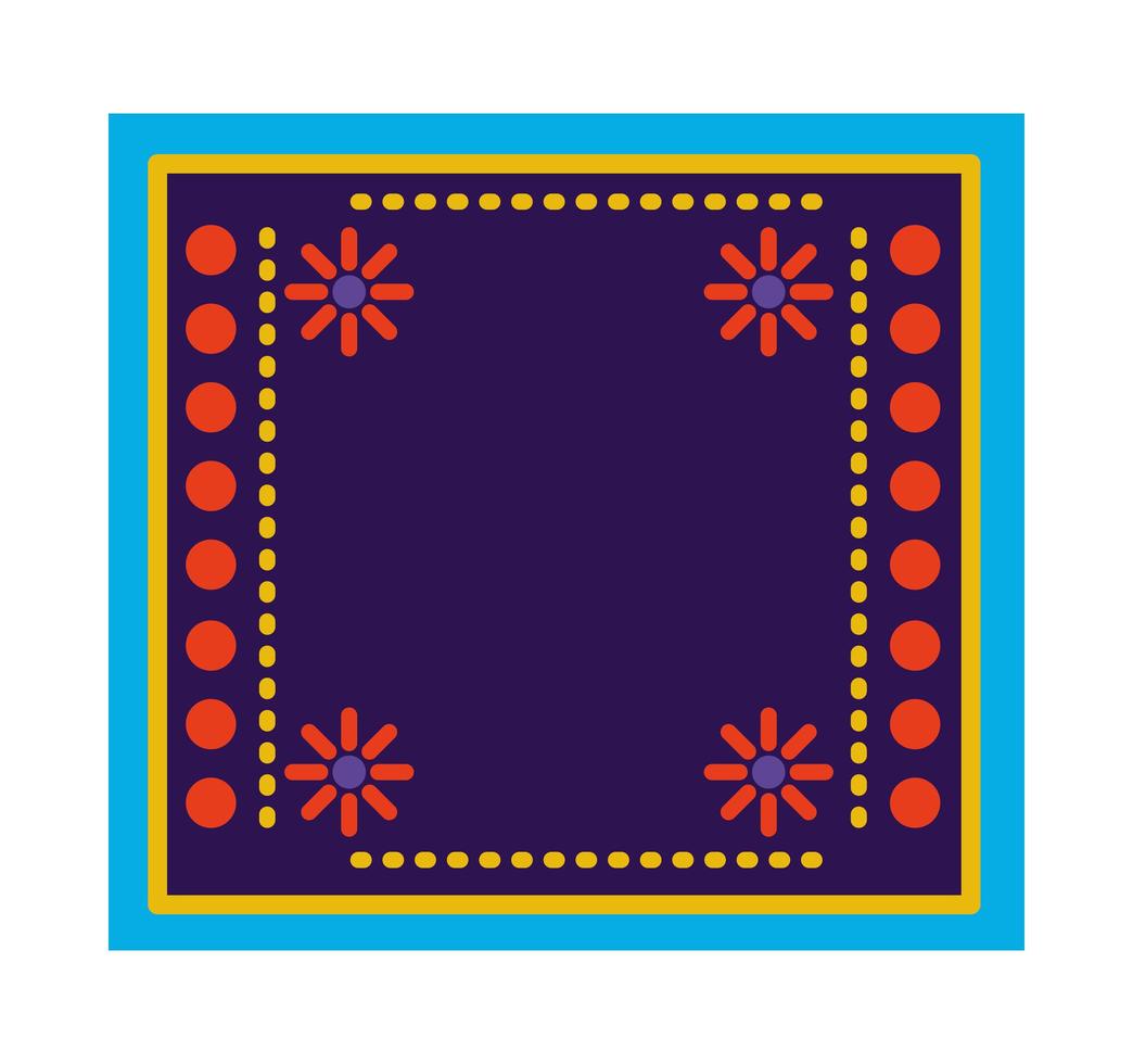 mexikansk matta med blommig ram vektor