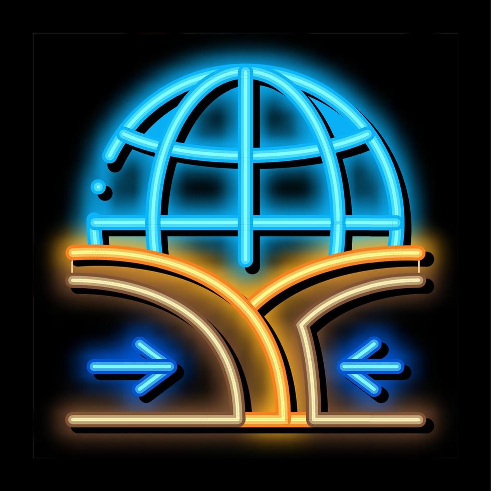 globale aktion bodenbewegung neonglühen symbol illustration vektor