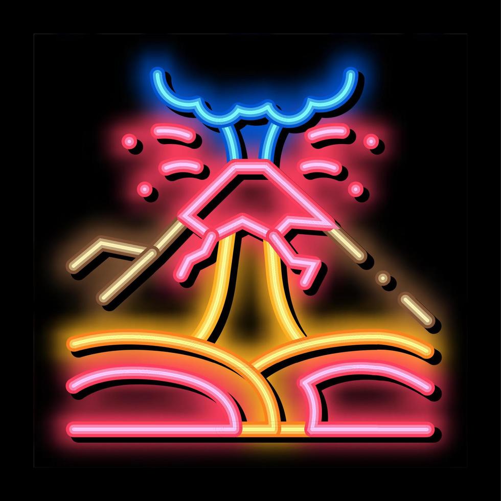 ertnbävning bergen neon glöd ikon illustration vektor