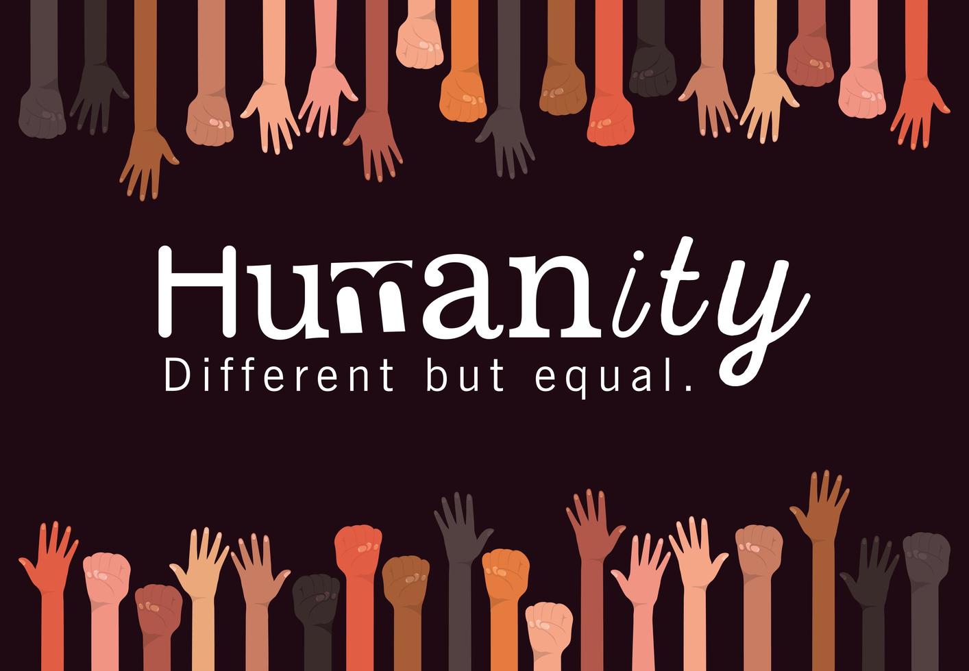 Menschheit anders, aber gleich und Vielfalt Hände vektor