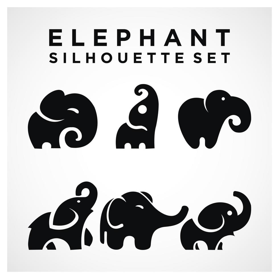 elefant logotyp uppsättning. vektor elefant silhuett