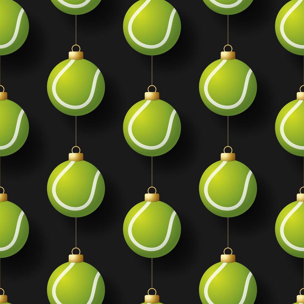 Weihnachten hängenden Tennisballverzierungen nahtloses Muster vektor