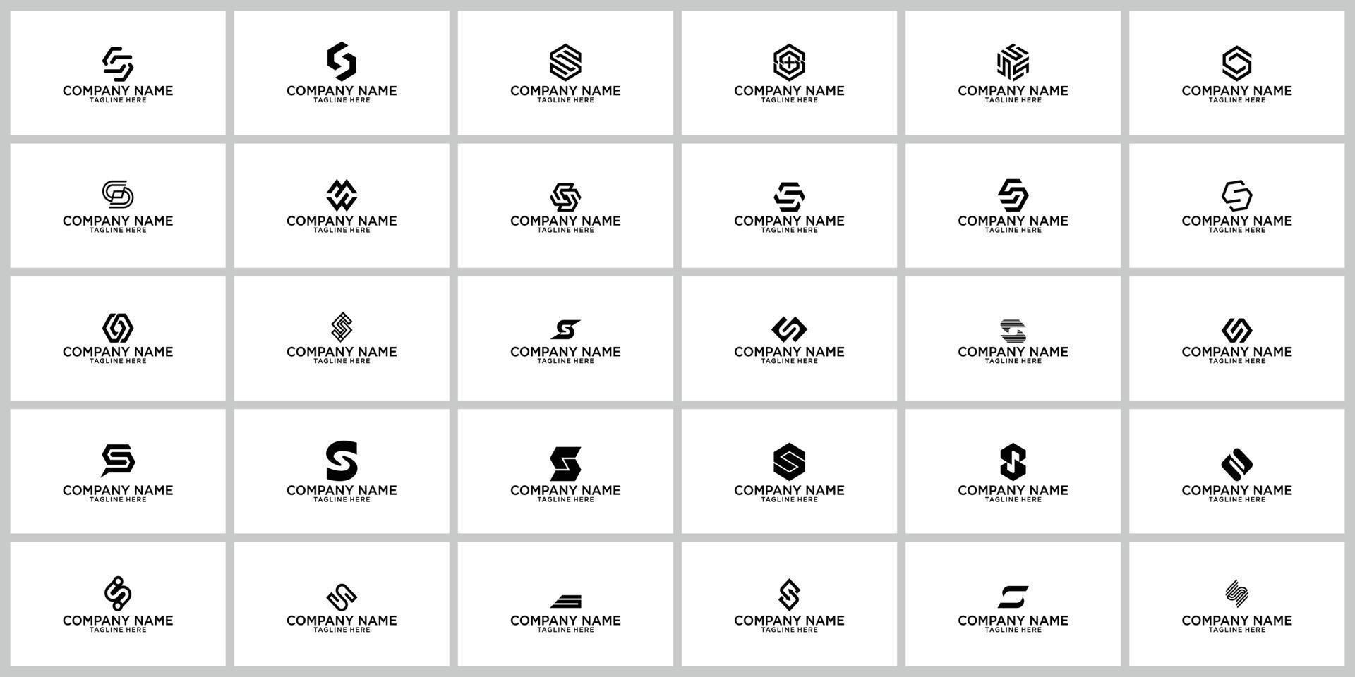 uppsättning samling första bokstaven s ss logotyp mall. ikoner för företag inom mode, sport, fordon, digital teknik. vektor