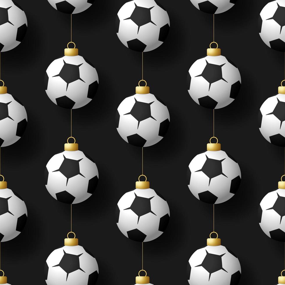 Weihnachten hängenden Fußball oder Fußballverzierungen nahtloses Muster vektor