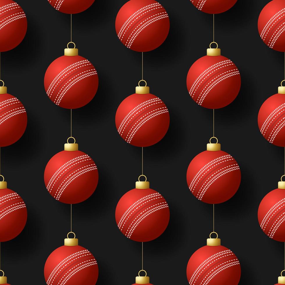 nahtloses Muster der hängenden Cricketballverzierungen der Weihnachten vektor