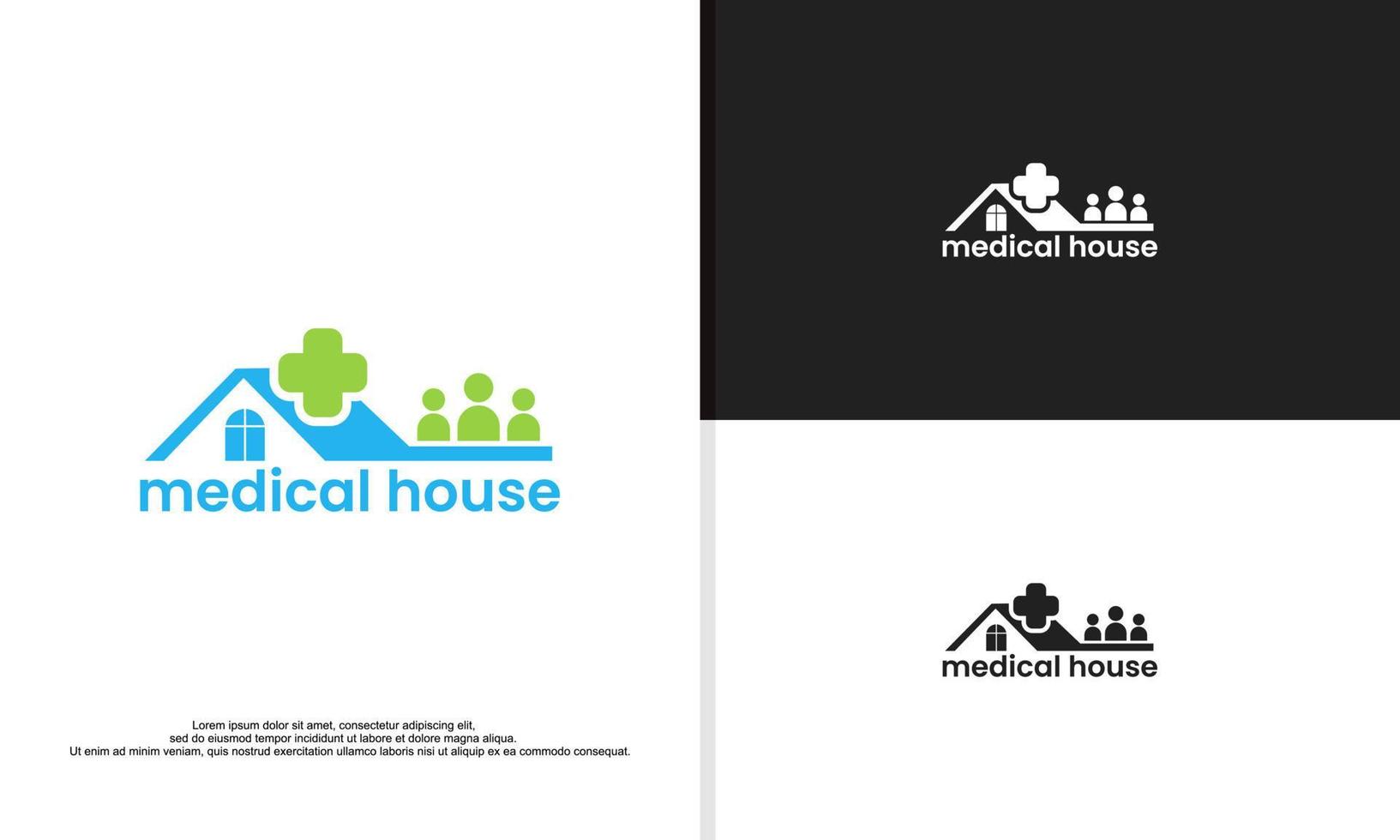 Illustrationszeichen-Logo für Arzt zu Hause, Logo-Design für die häusliche Pflege vektor