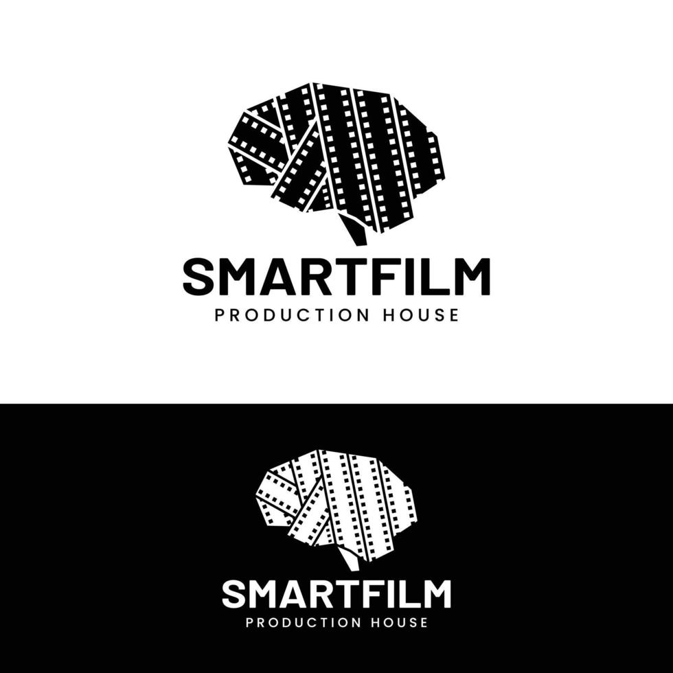 smart hjärna filmremsa rand logotyp design mall vektor