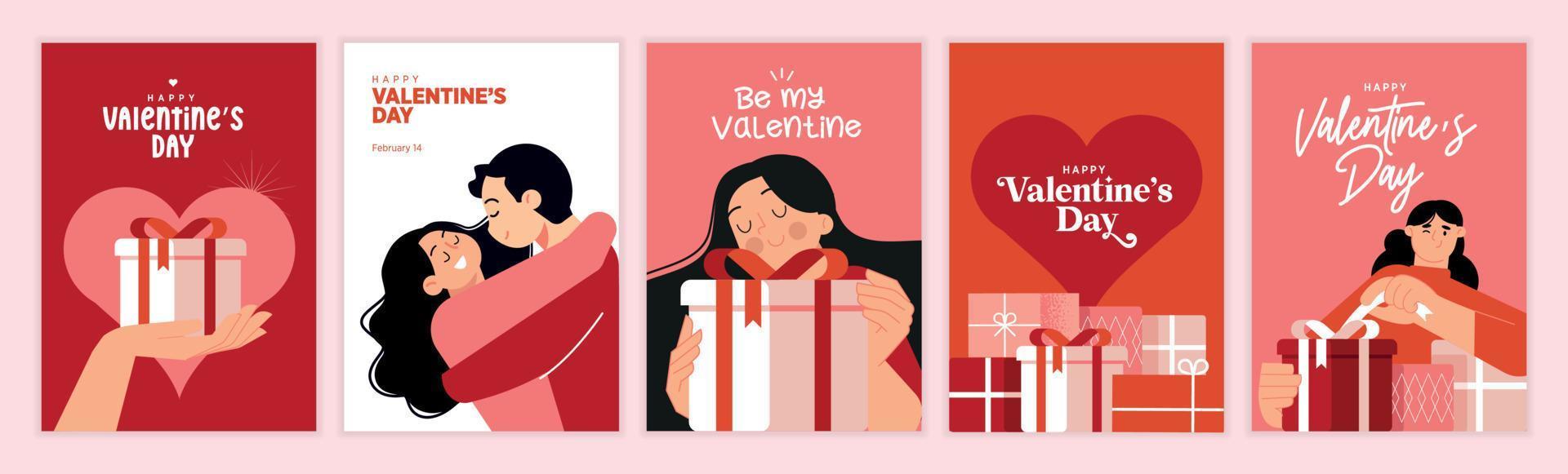 valentines dag hälsning kort uppsättning. vektor illustration begrepp för bakgrund, hälsning kort, hemsida och mobil hemsida baner, social media baner, marknadsföring material.