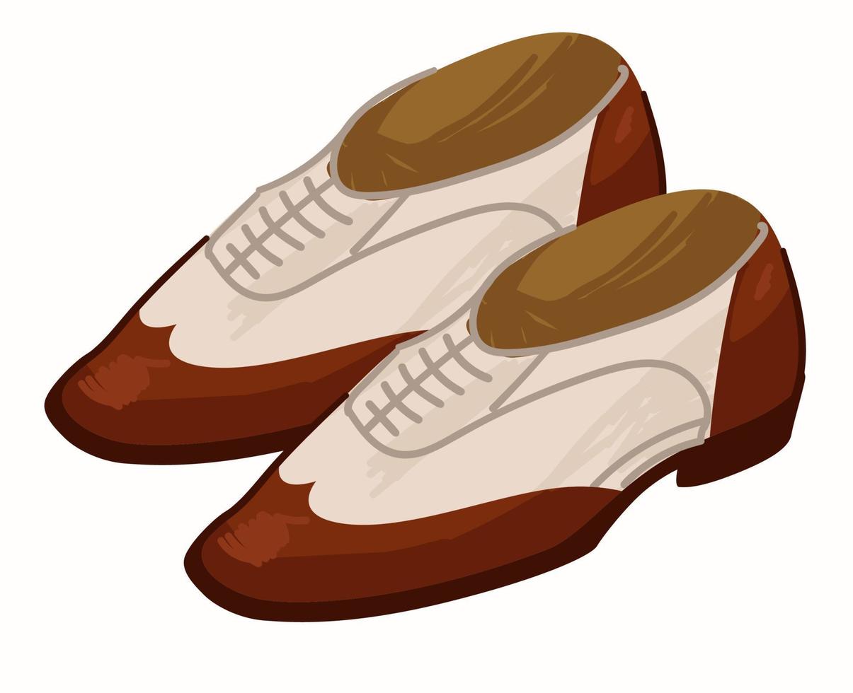 alte Vintage-Schuhe mit Schnürsenkeln, Retro-Herrenmode vektor