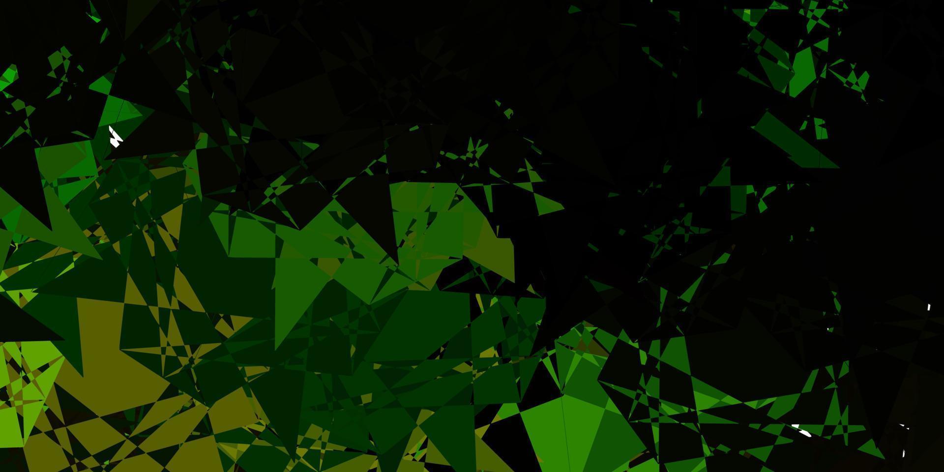 mörkgrön, gul vektormall med triangelformer. vektor