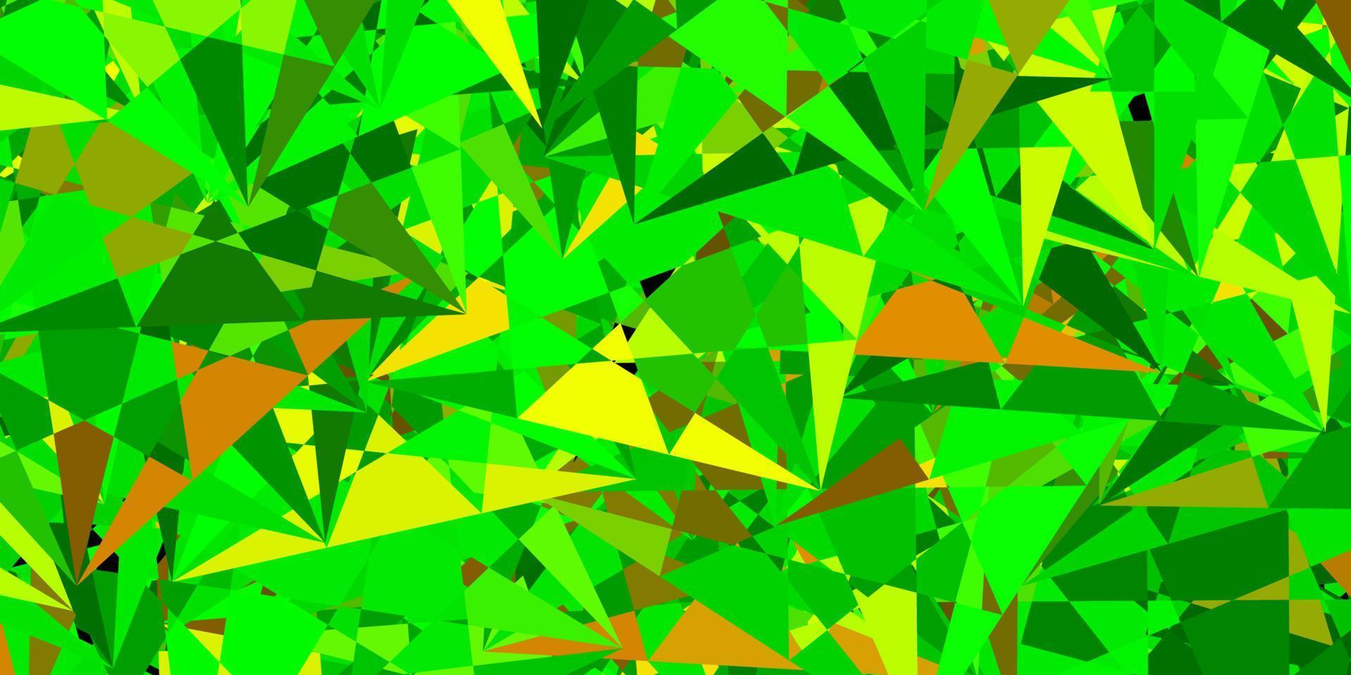 mörkgrön, gul vektorbakgrund med trianglar. vektor