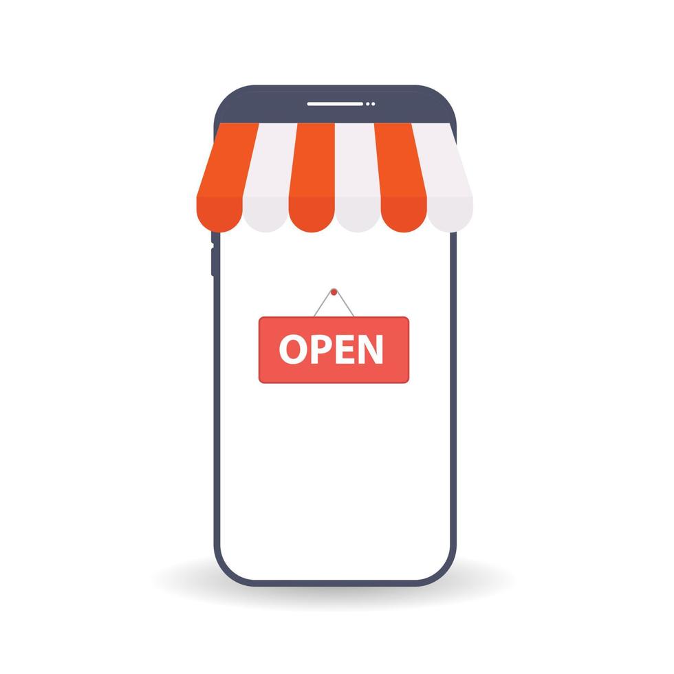Online-Shopping auf Smartphone-Papierkunst für Shop-Offenverkaufs-Website-Einzelhandelswerbung. vektor