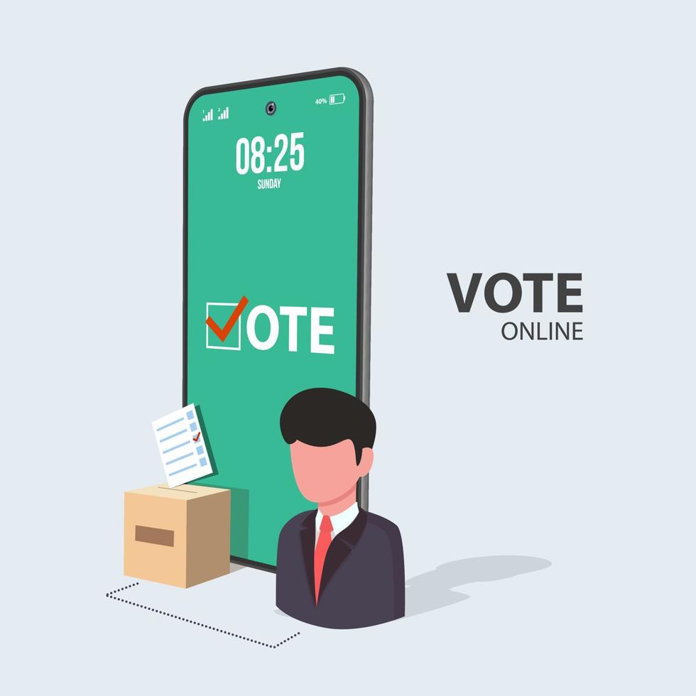 flaches vektorkonzept, das online abstimmt, e-voting, internet-auswahlsystem vektor
