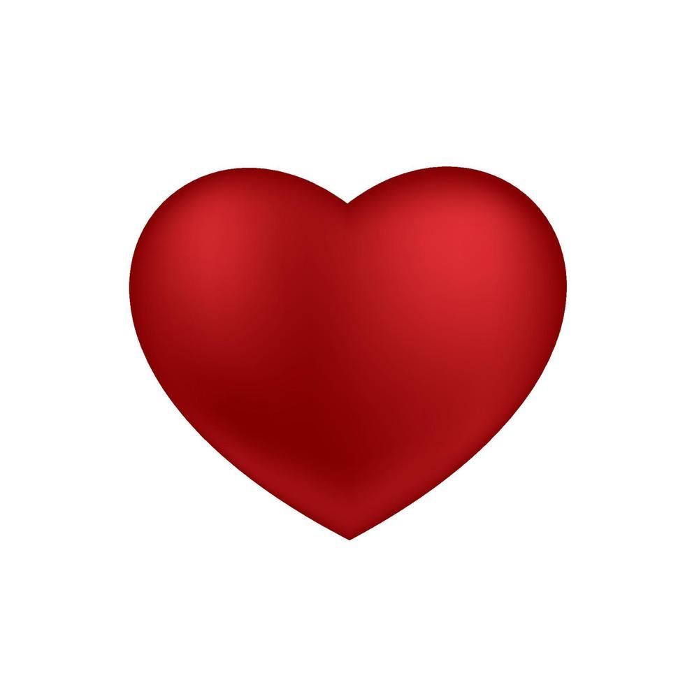 3D-Herzen mit Schatten isoliert auf weißem Hintergrund. valentinstag realistische rote liebesherzen. romantische 3d-formen, hochzeitsobjekte. Valentinsdekorationselemente. Liebesvektor vektor