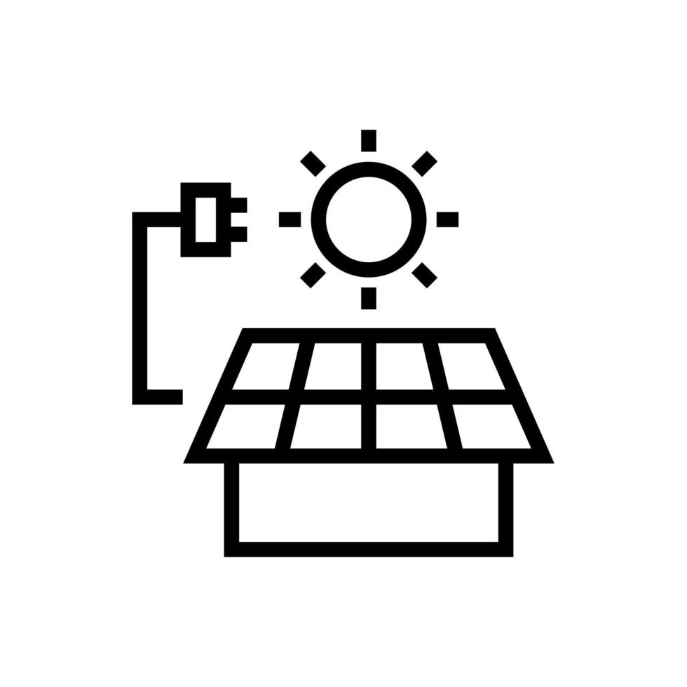 Solarpanel verbunden mit einer isolierten Illustration des Haussymbolvektors vektor